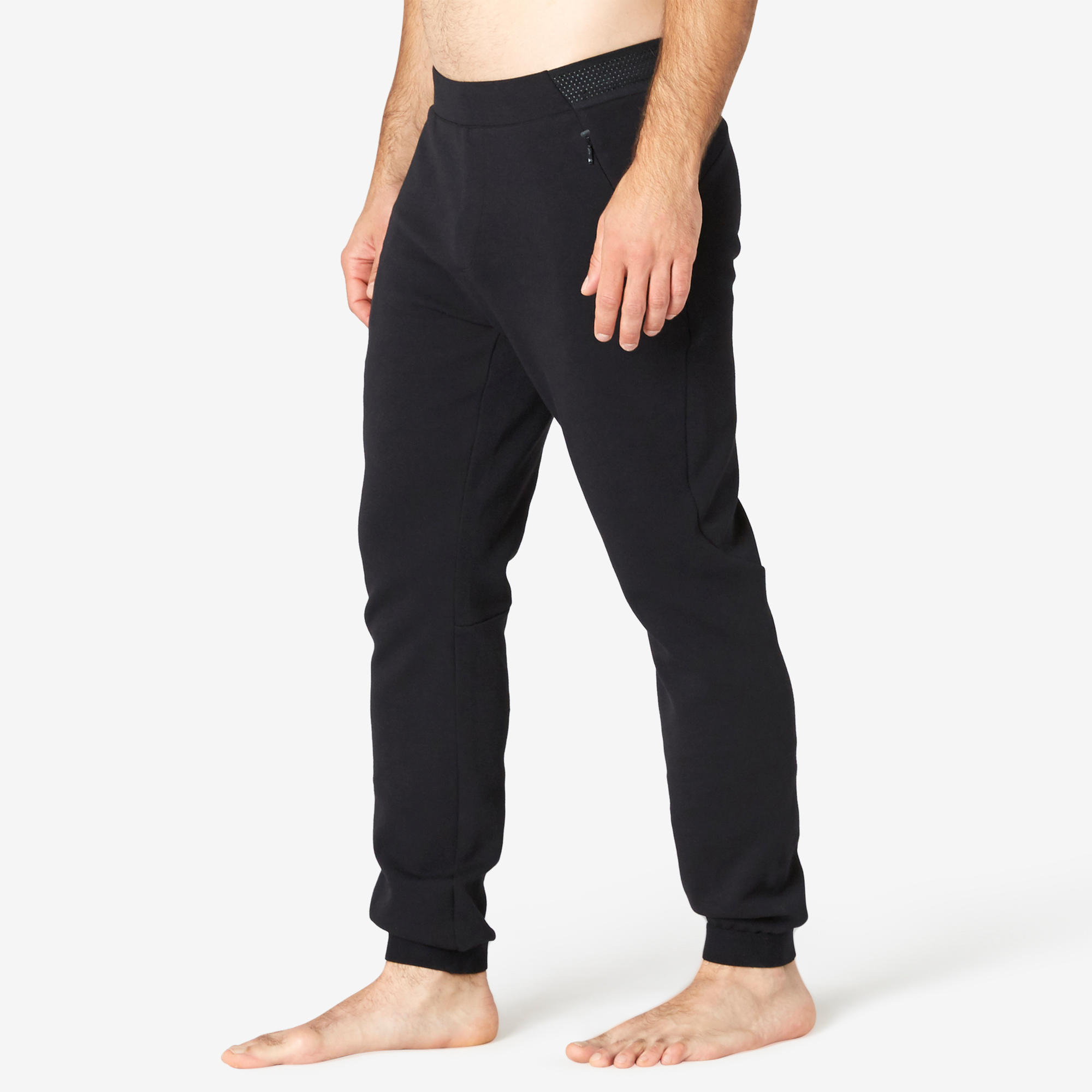 Decathlon Pantaloni uomo fitness 540 slim misto cotone pesanti neri Domyos